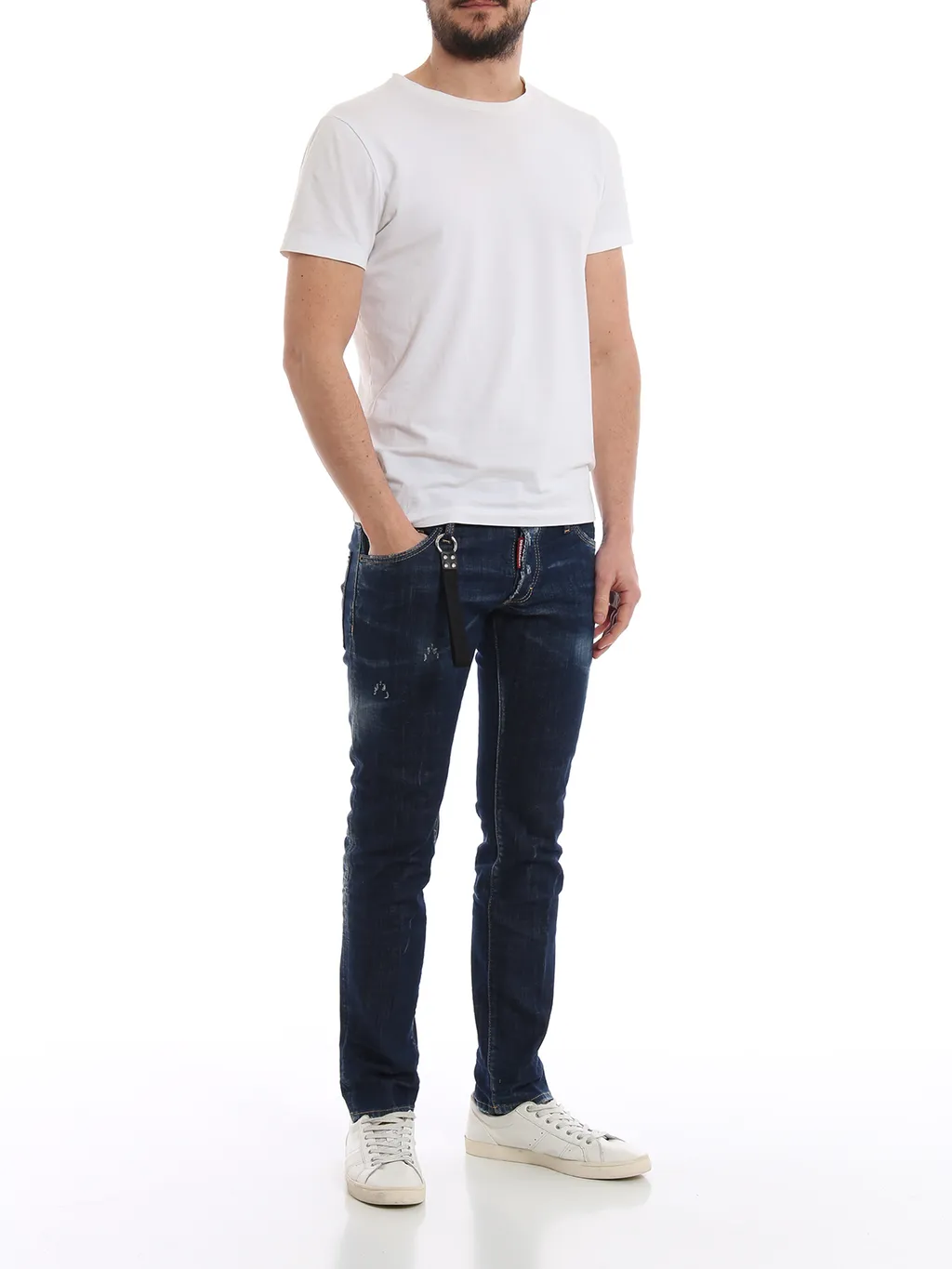 Faded Stretch Denim Five-Bag Jeans