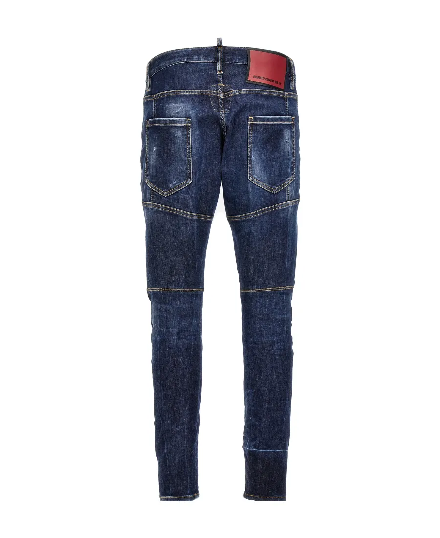 Straight-Leg Distressed Skinny Jeans