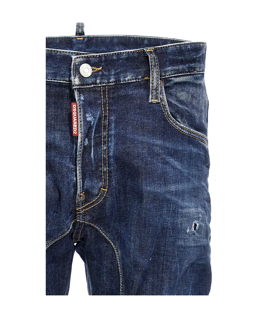 Straight-Leg Distressed Skinny Jeans