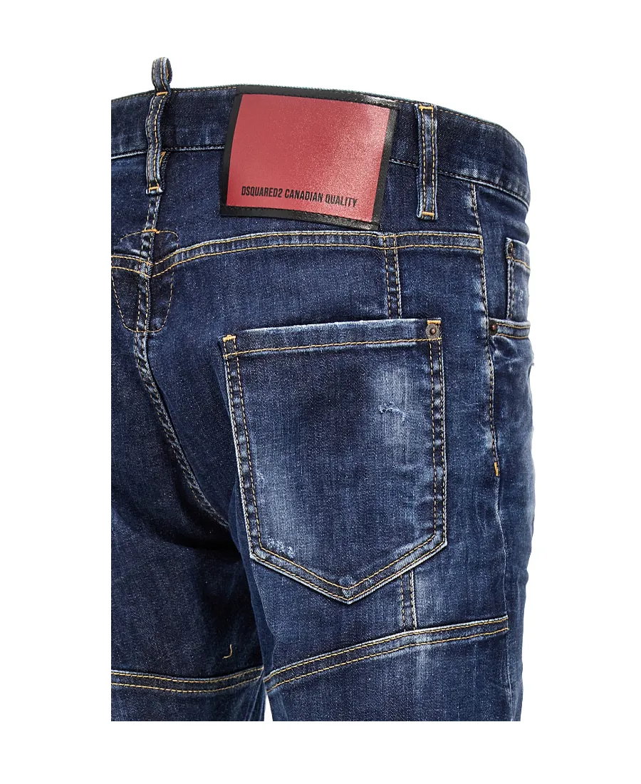 Straight-Leg Distressed Skinny Jeans