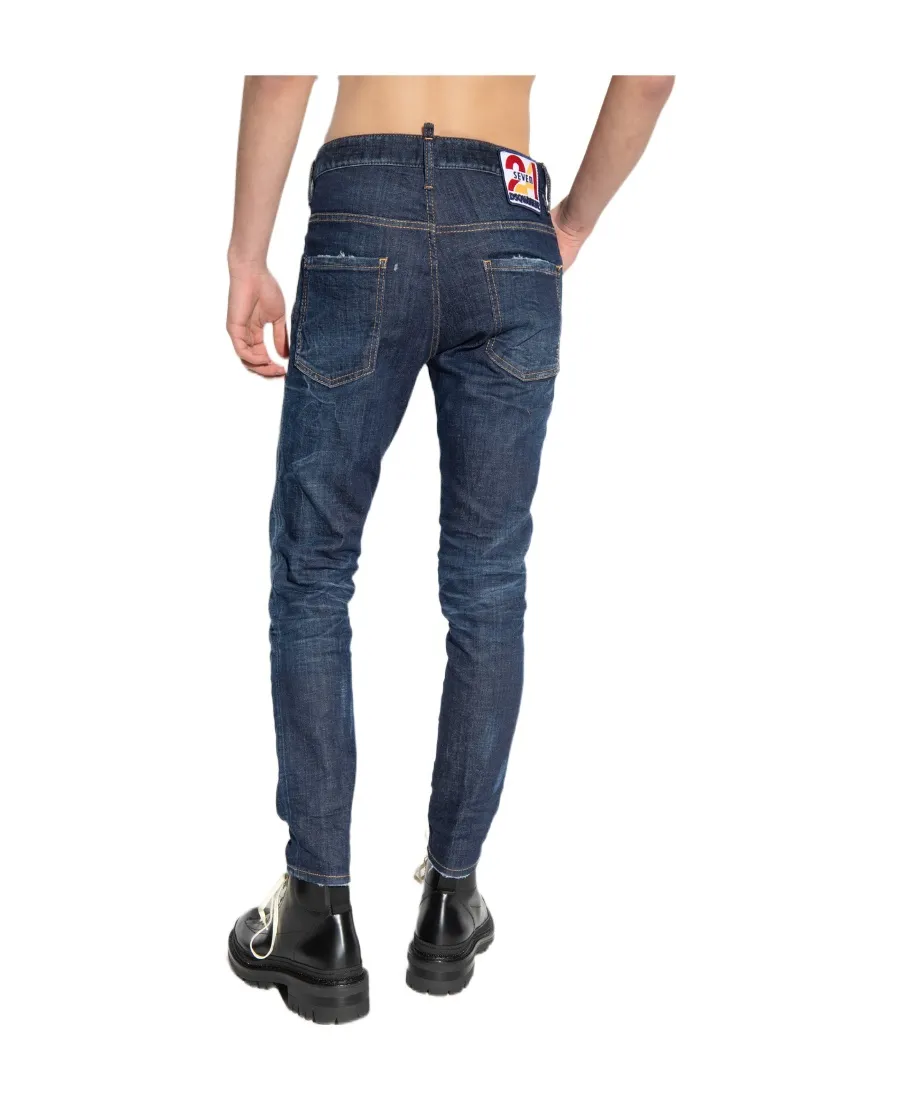 Low-Rise Distressed Jeans