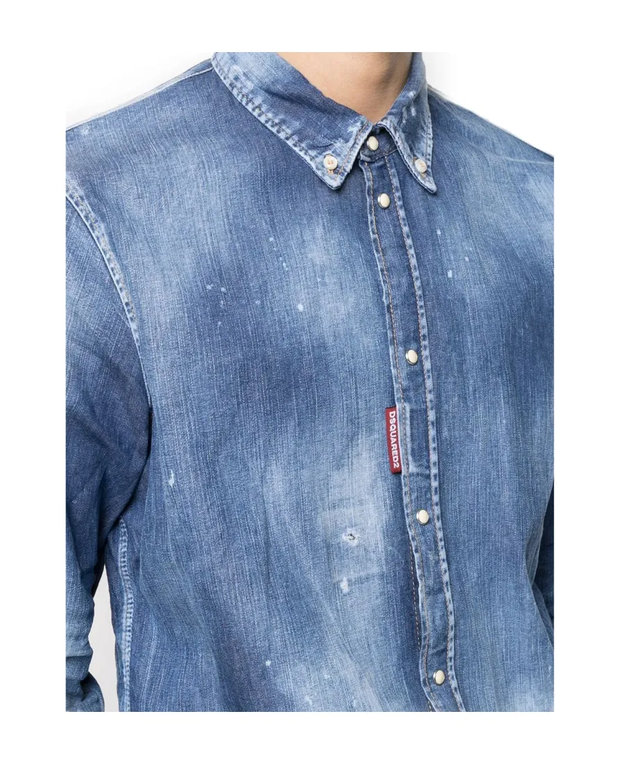 Distressed Effect Denim Shirt