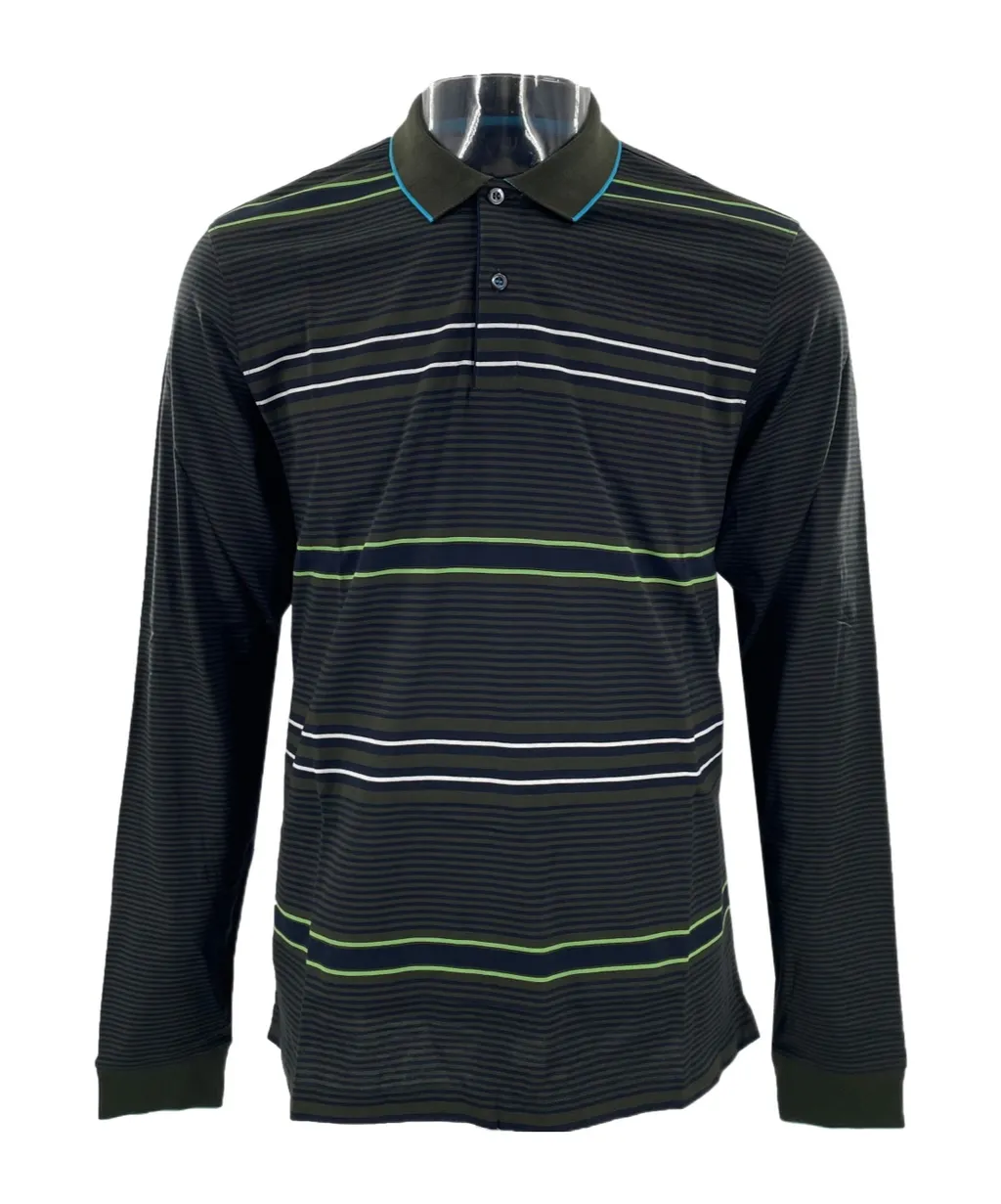Striped Long-Sleeved Polo Shirt