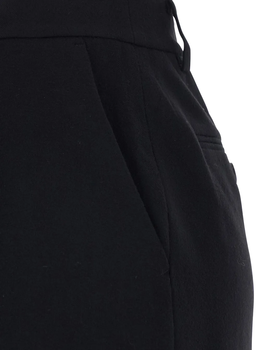 Belted Wool-Blend Long Skirt