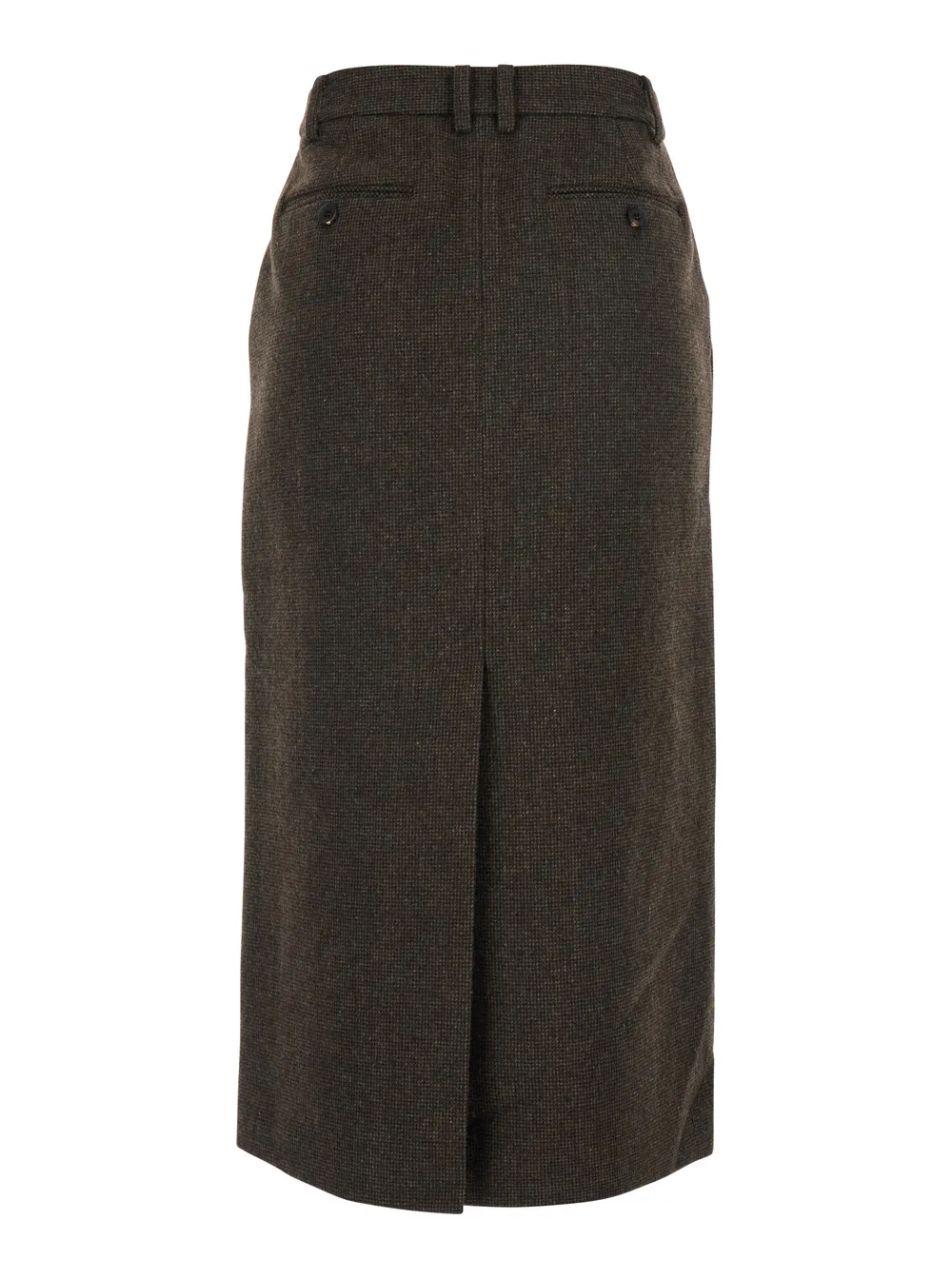 Check Motif Wool-Blend Skirt