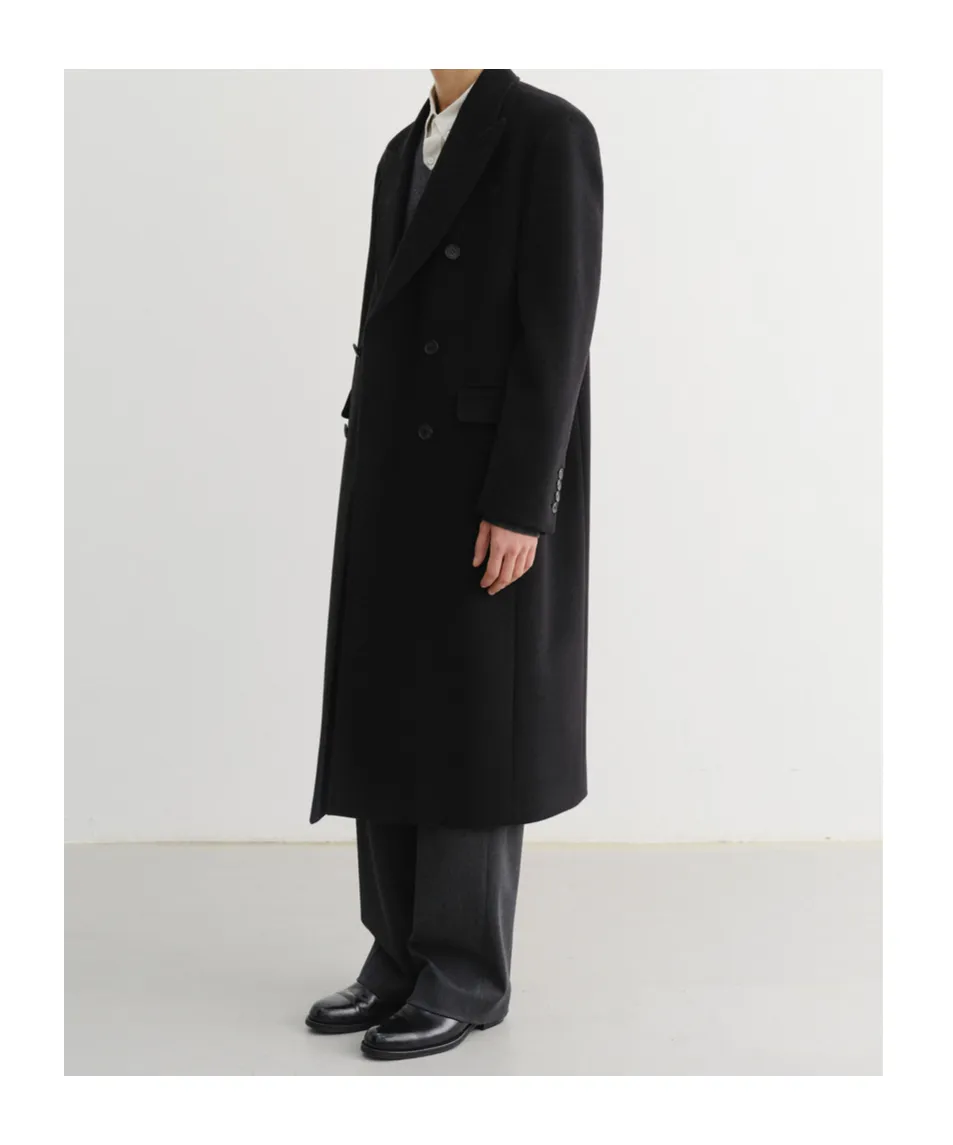 Double-Breasted Peak Lapel Coat