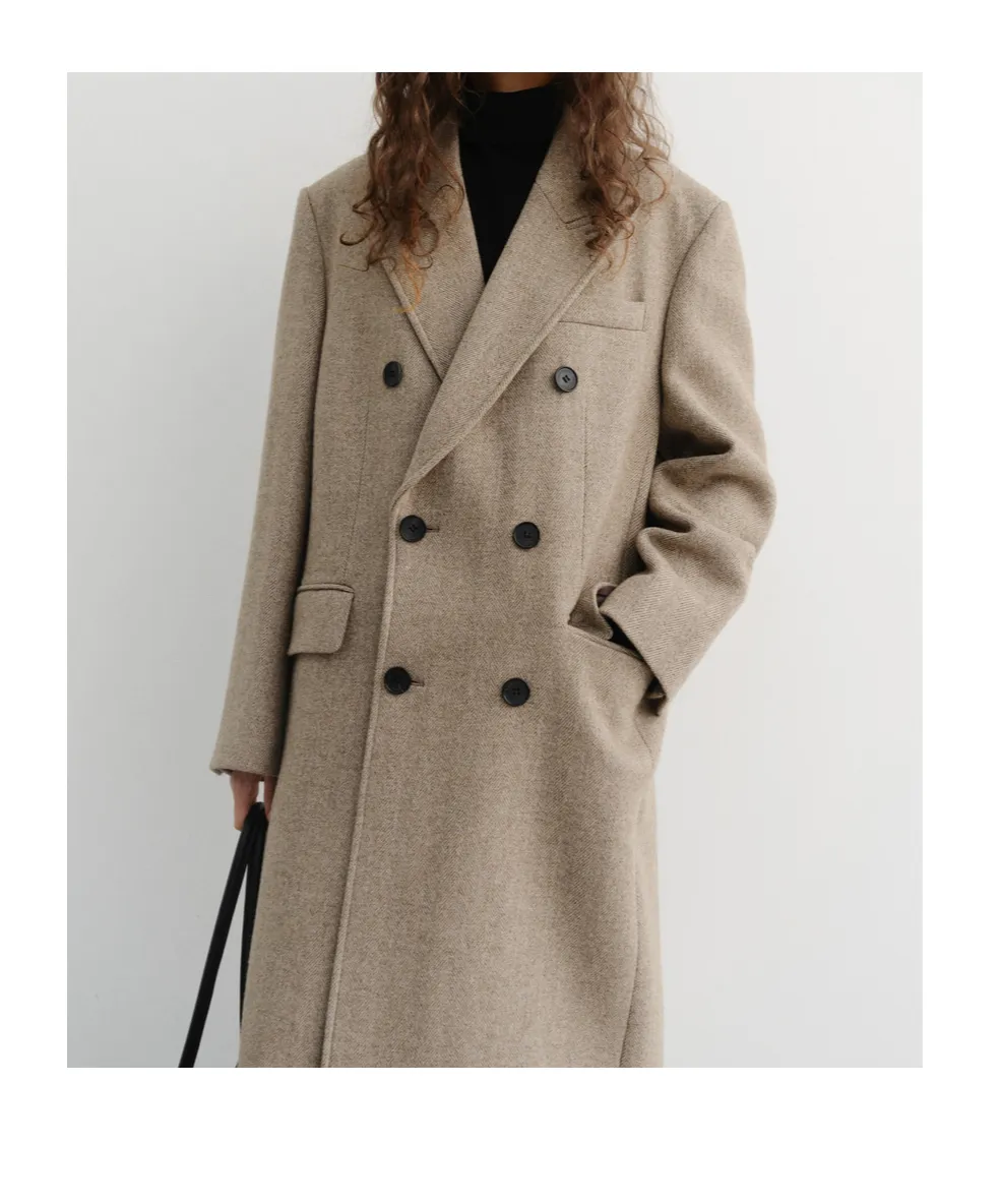 Double-Breasted Peak Lapel Coat