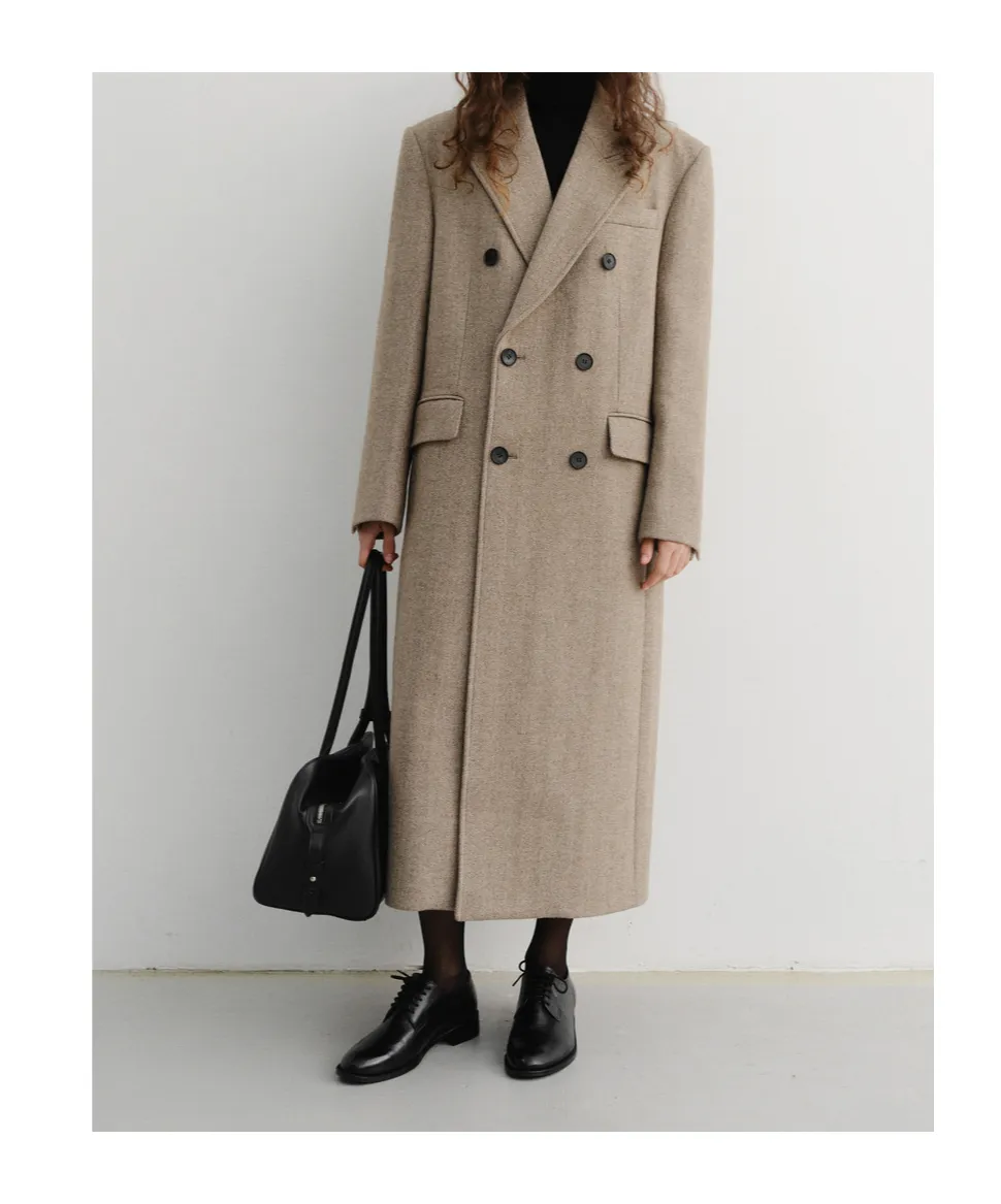Double-Breasted Peak Lapel Coat