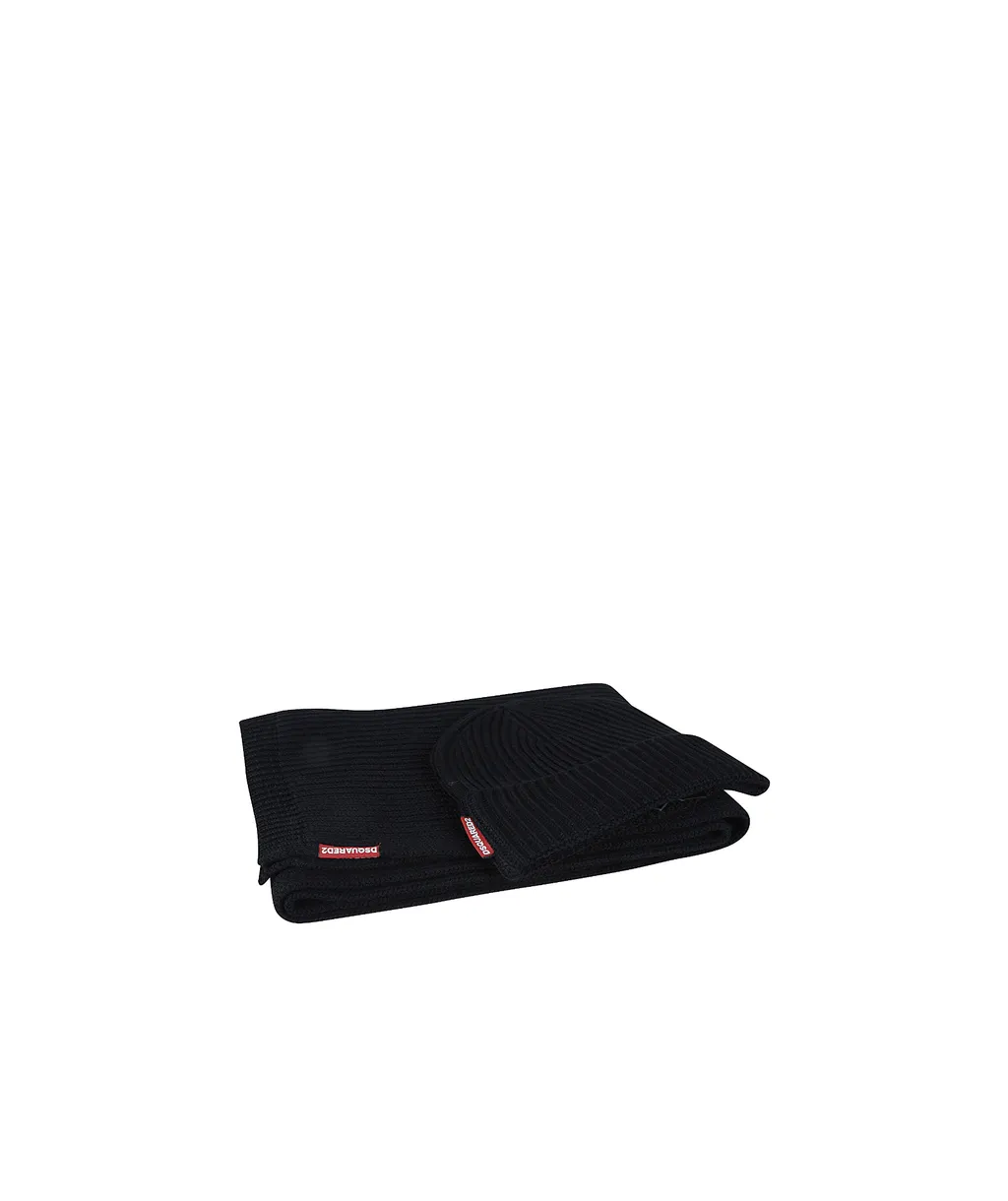 Logo Patch Scarf-Beanie Set