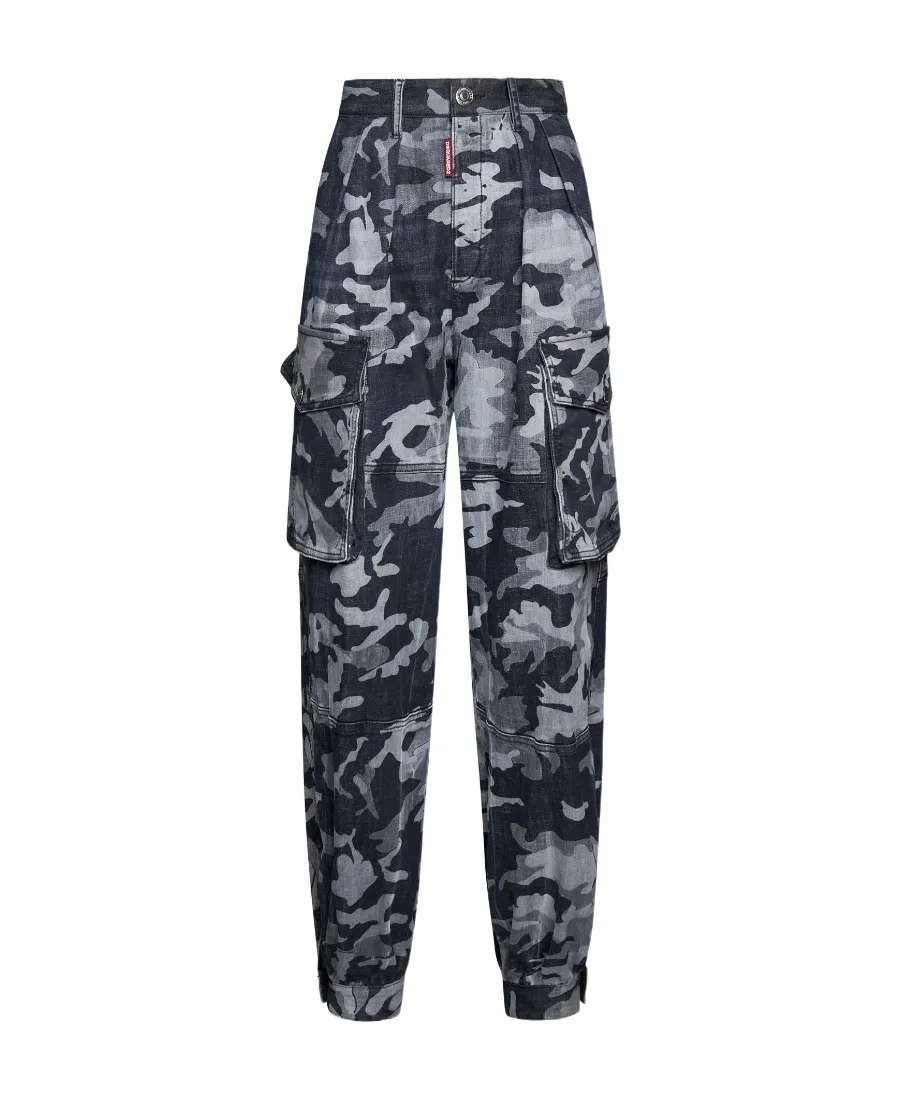 Camouflage-Print High Waist Tousers