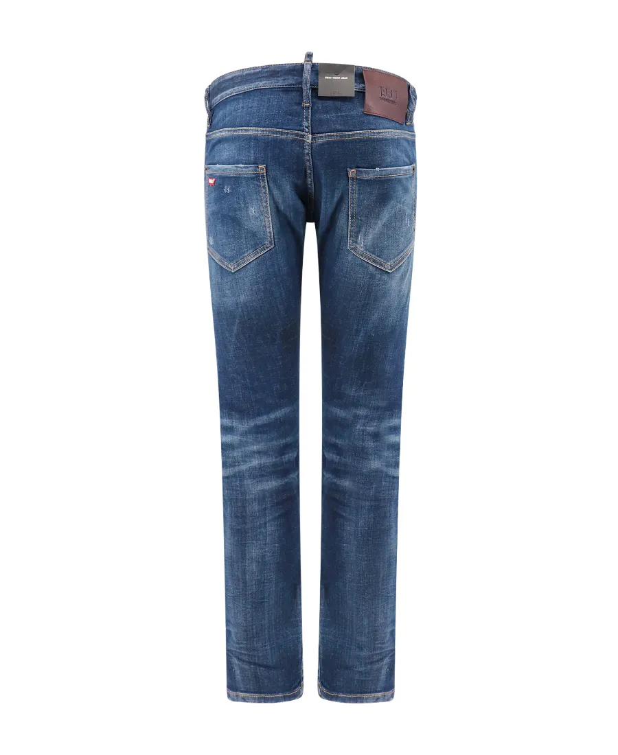 Logo Patch Distressed Jeans