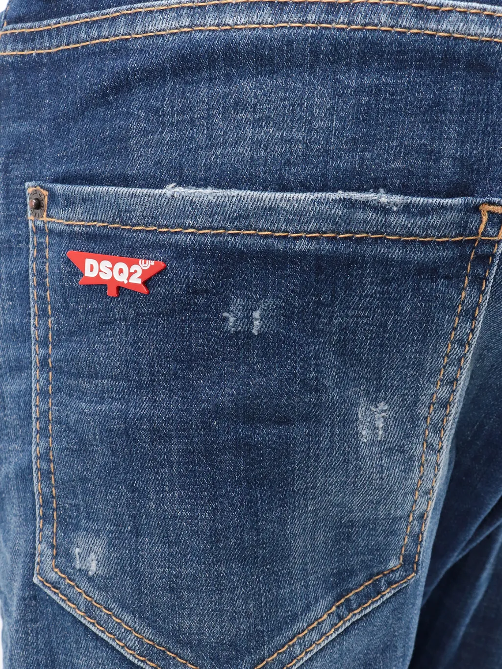 Logo Patch Distressed Jeans