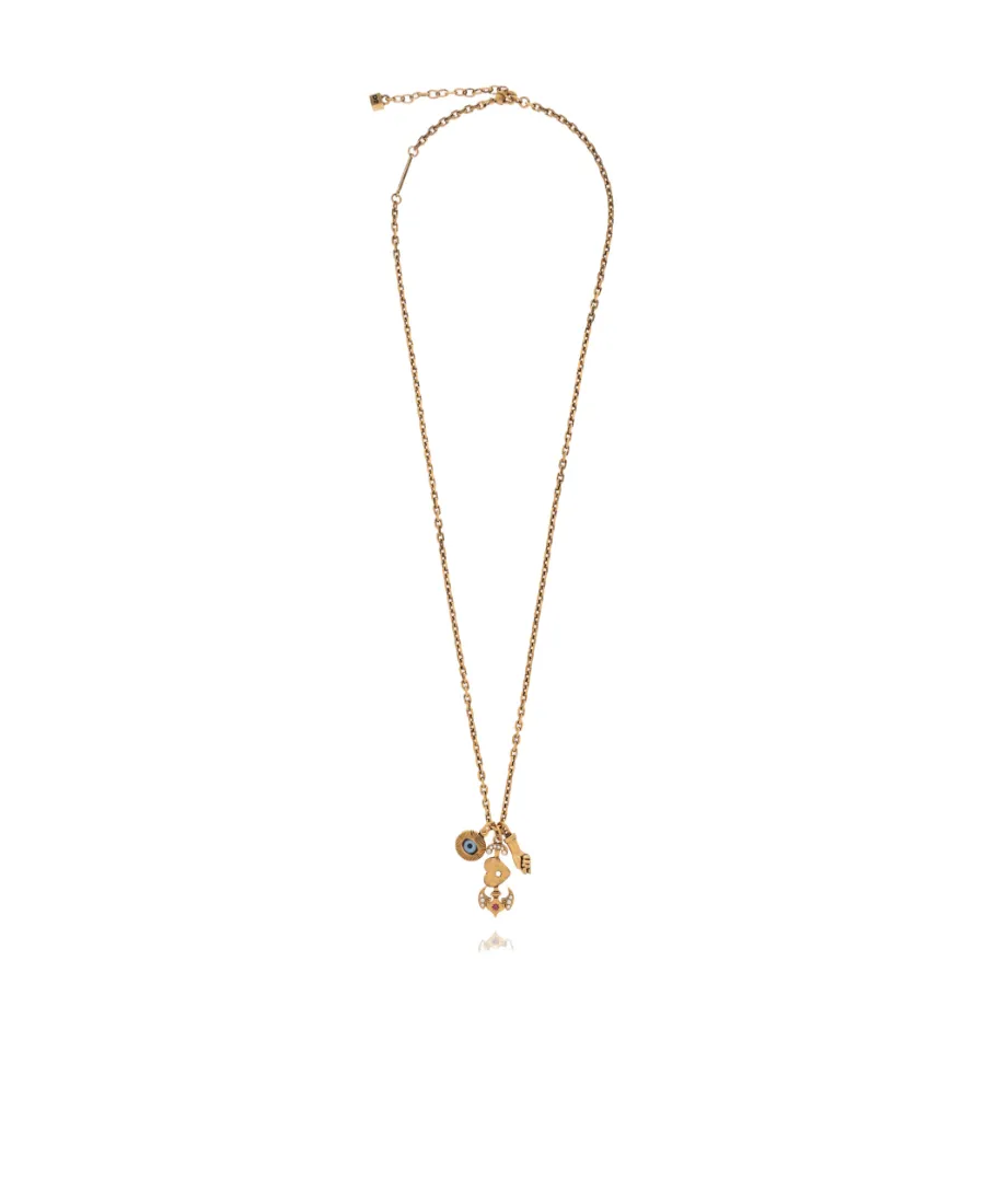 Charm-Detail Cable-Chain Necklace