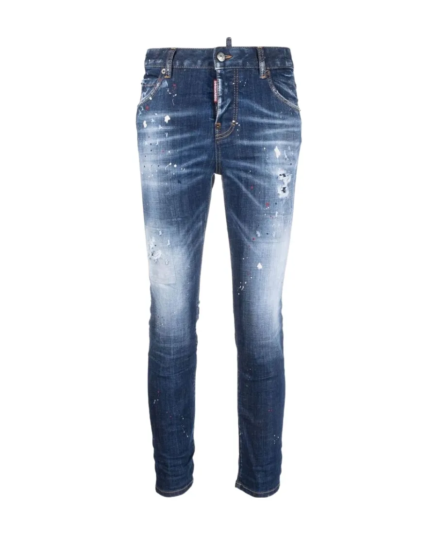 Paint Splatter Distressed Skinny Jeans