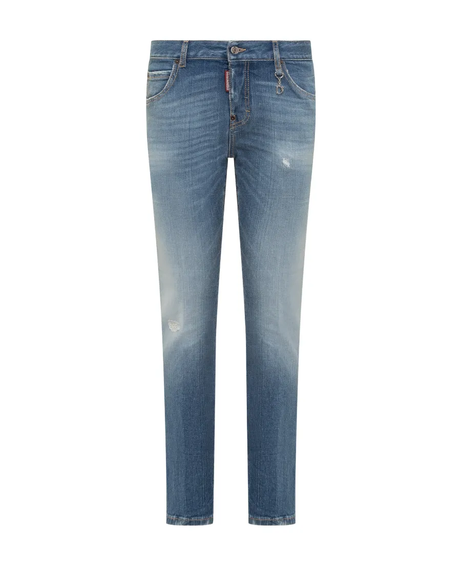 Tapered Leg Distressed Jeans