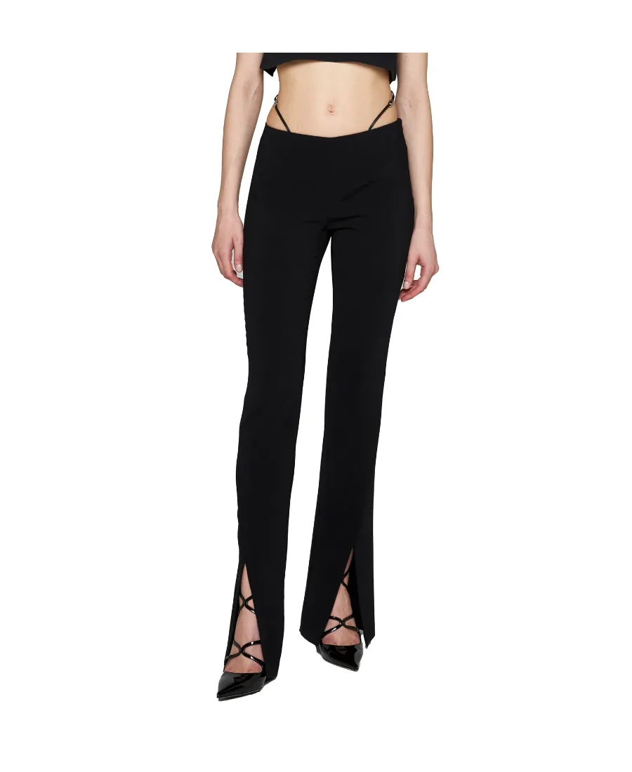 Strap Detailed Buckled Flared Pants