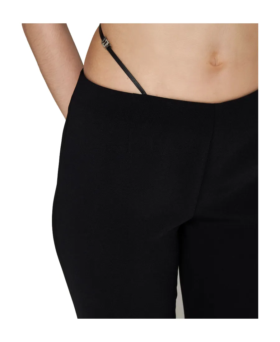 Strap Detailed Buckled Flared Pants