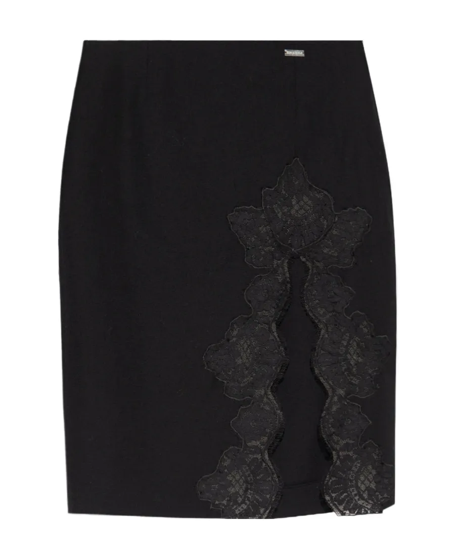 Lace-Detailed Front-Slit Skirt