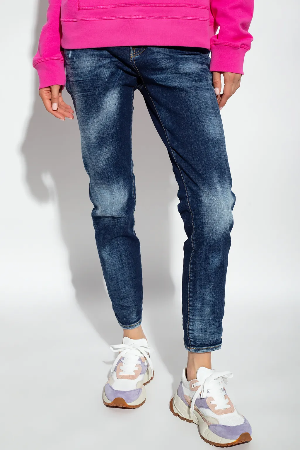 Dsquared2 Bleached-Effect Straight-Leg Skinny Jeans