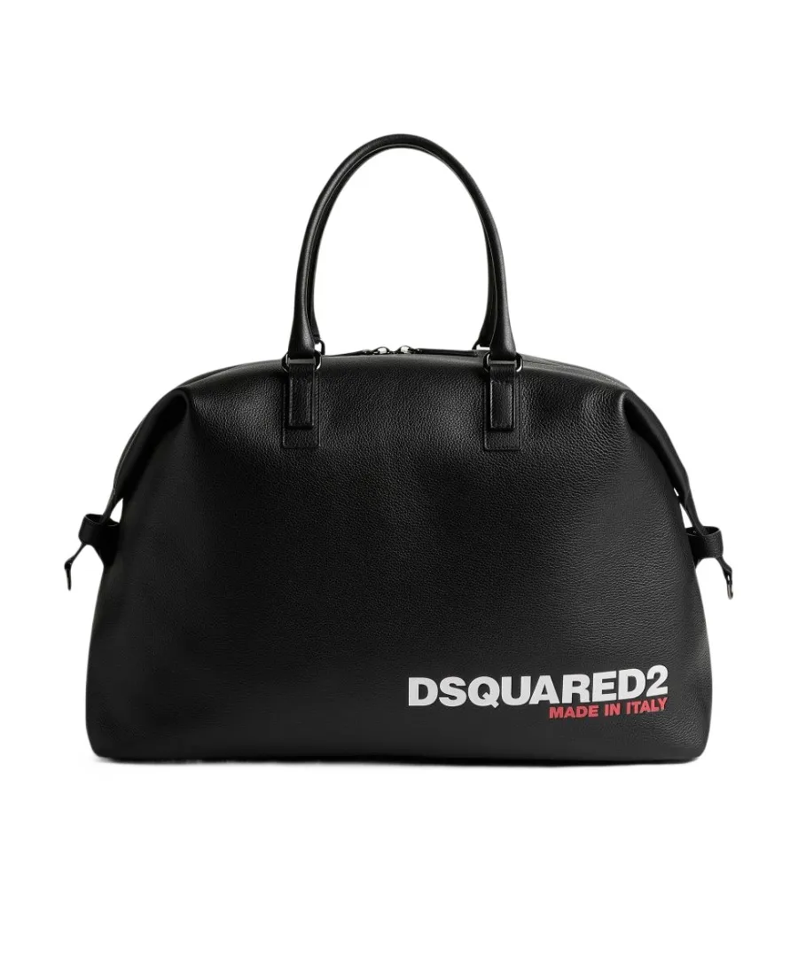 Logo-Printed Grained Zipped Tote Bag