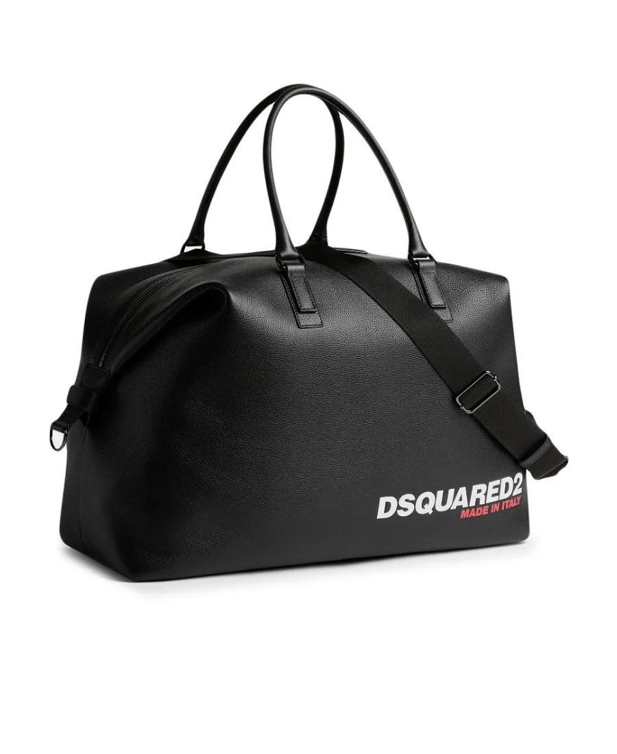 Logo-Printed Grained Zipped Tote Bag