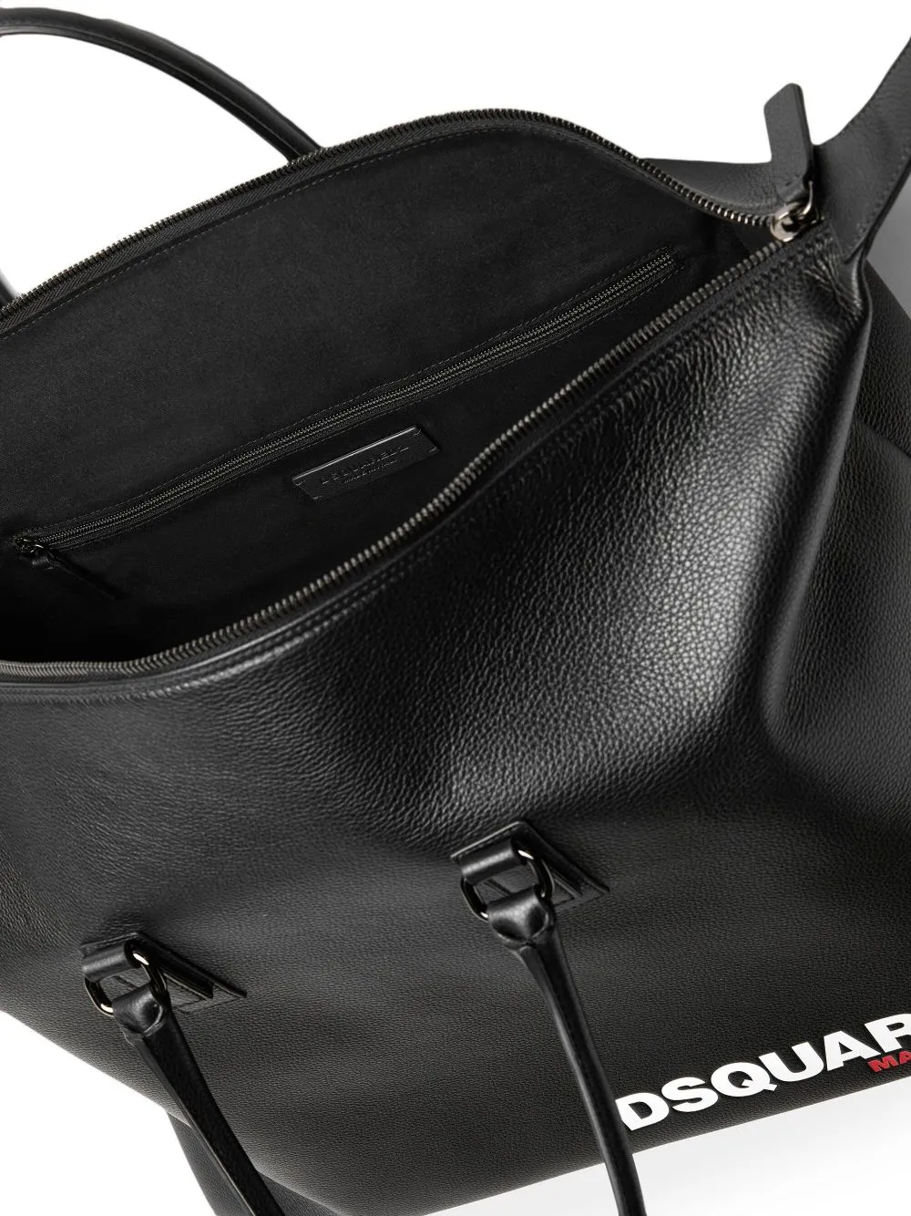 Logo-Printed Grained Zipped Tote Bag