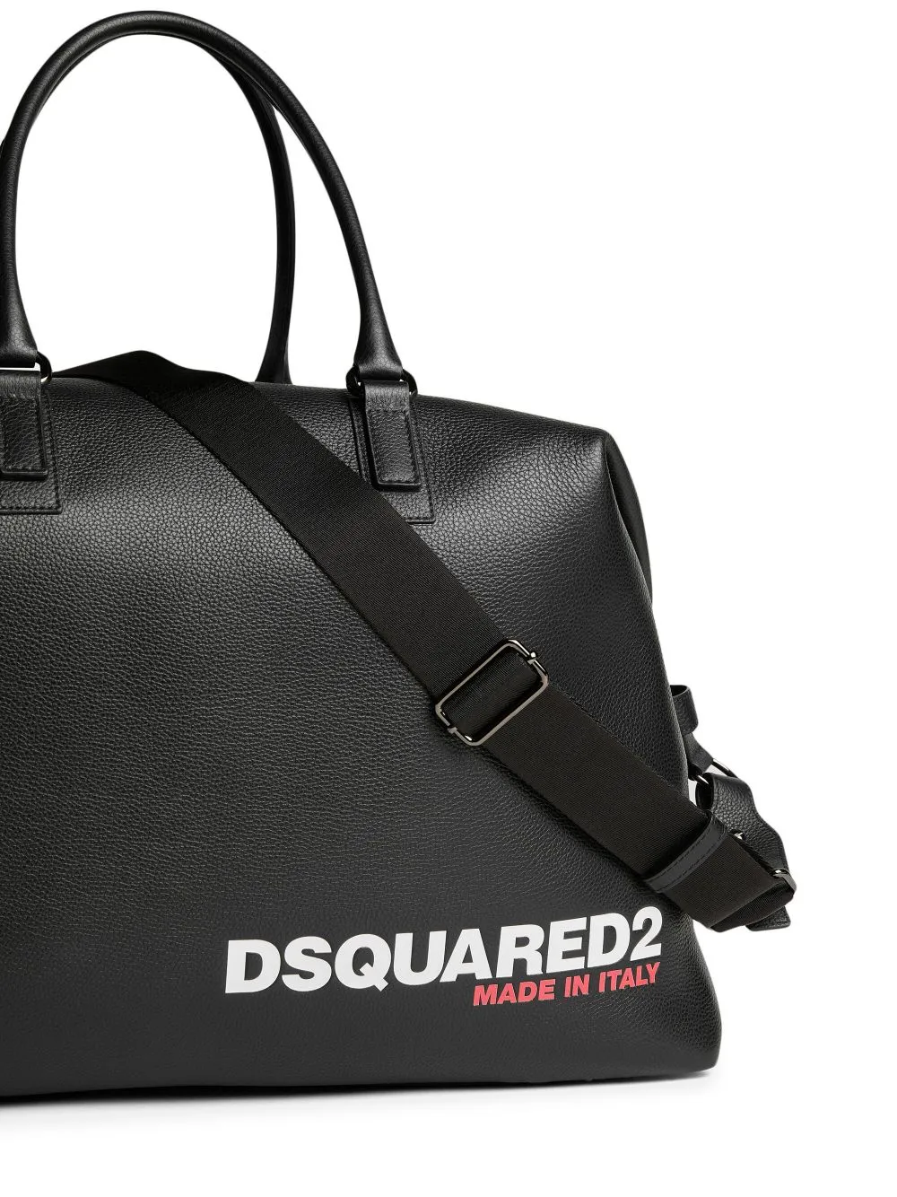Logo-Printed Grained Zipped Tote Bag