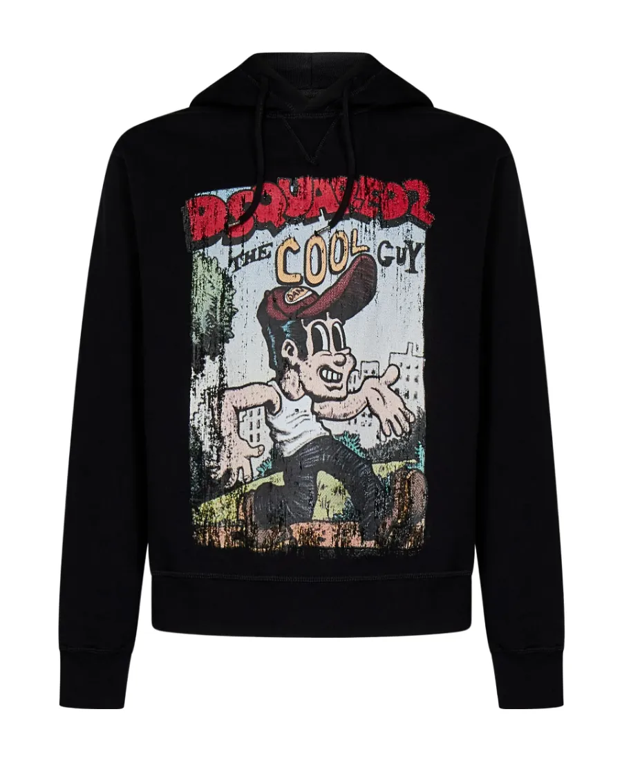 Graffiti Printed Drawstring Hoodie