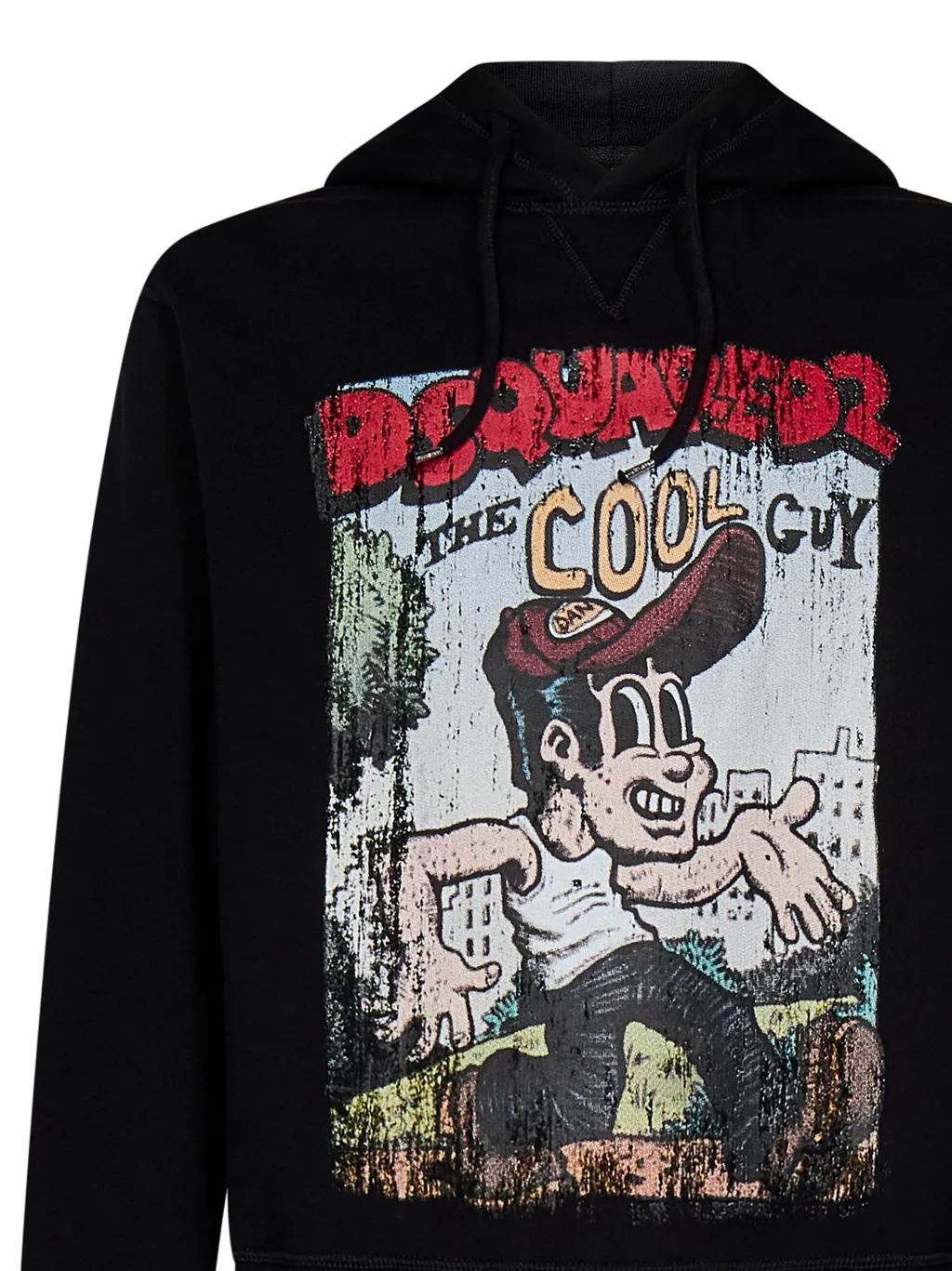 Graffiti Printed Drawstring Hoodie