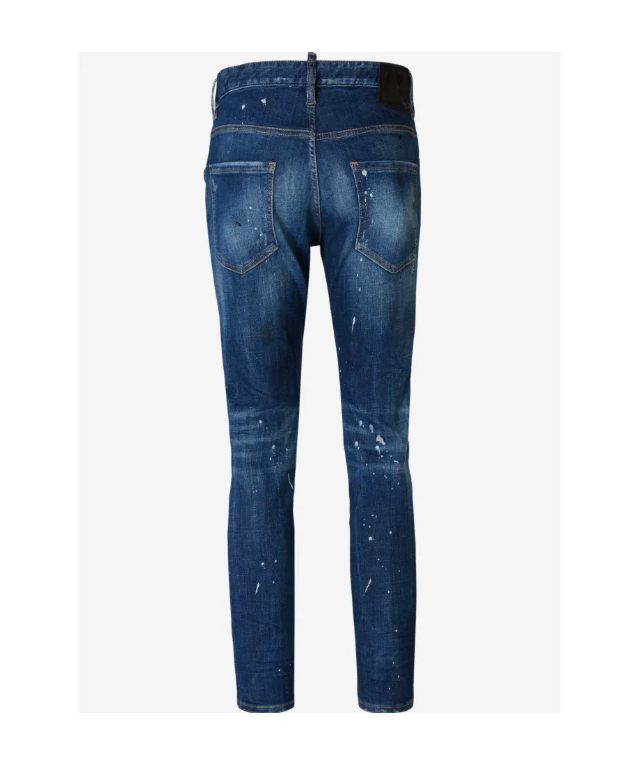 Paint Splash Detail Distressed Jeans