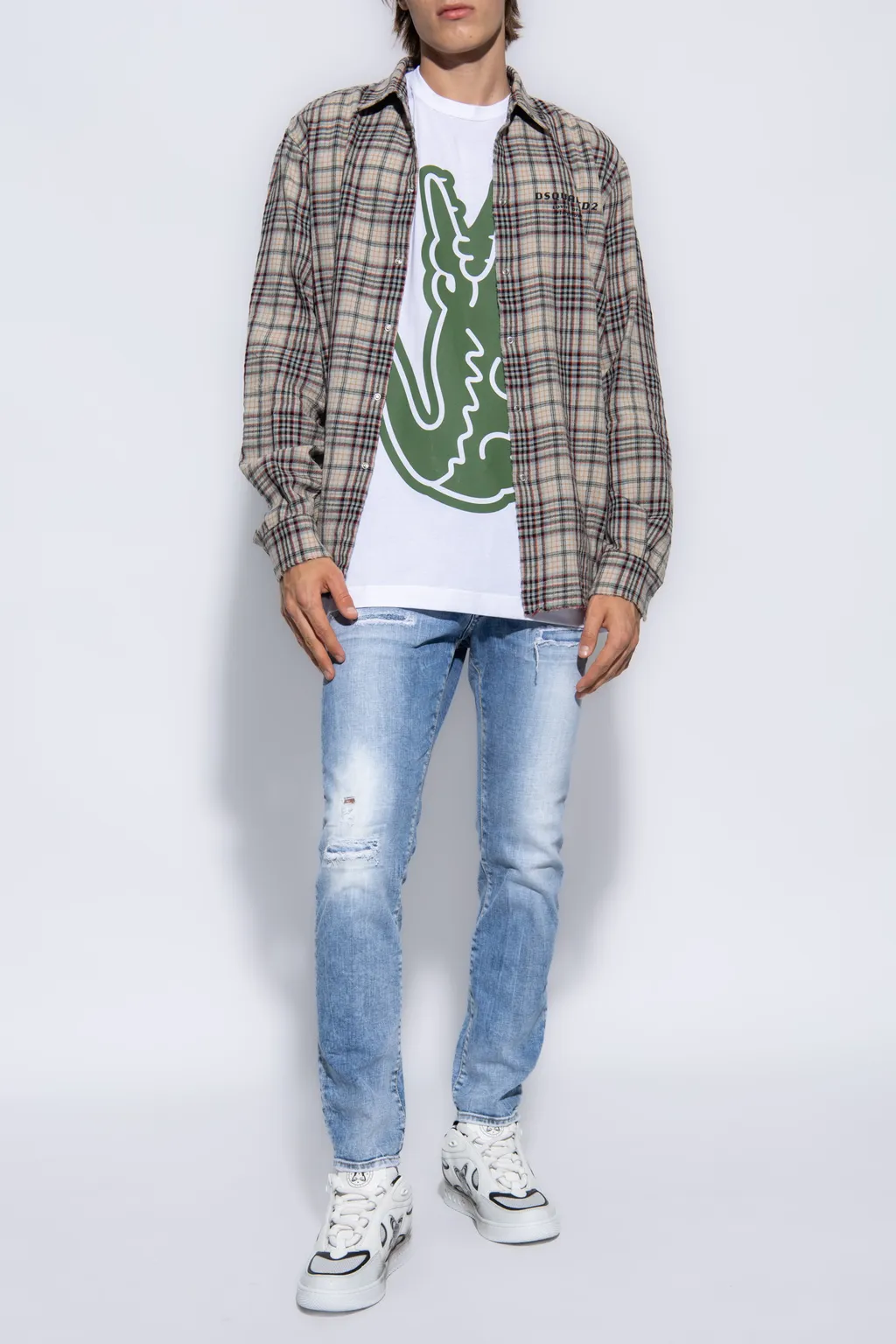 Mid-Rise Distressed Skinny Jeans