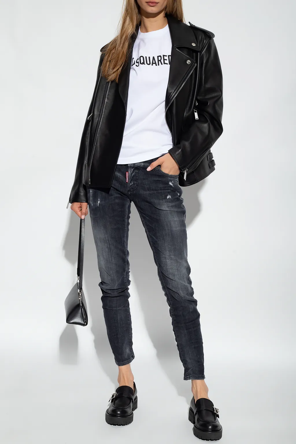 Jennifer Straight-Leg Distressed Skinny Jeans