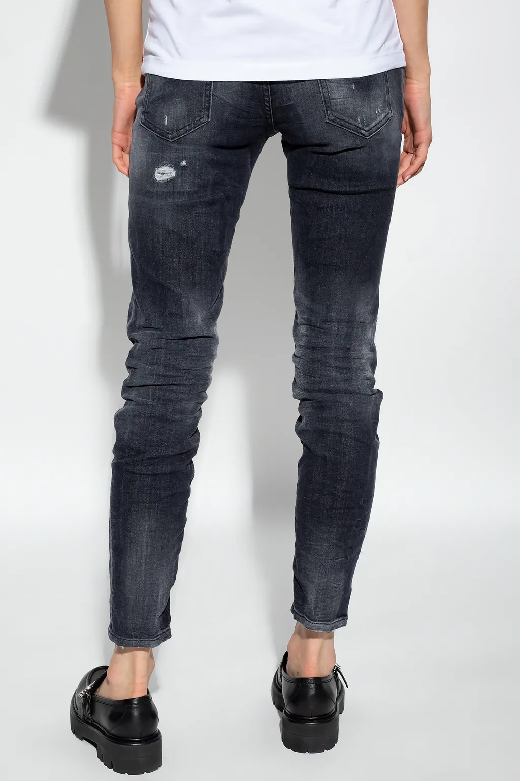 Jennifer Straight-Leg Distressed Skinny Jeans