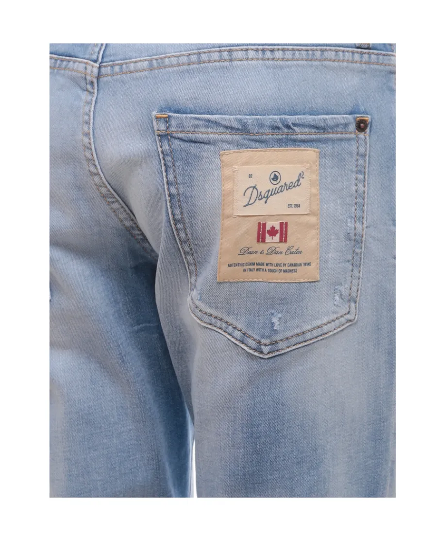 Logo Patch Distressed Tapered-Leg Jeans