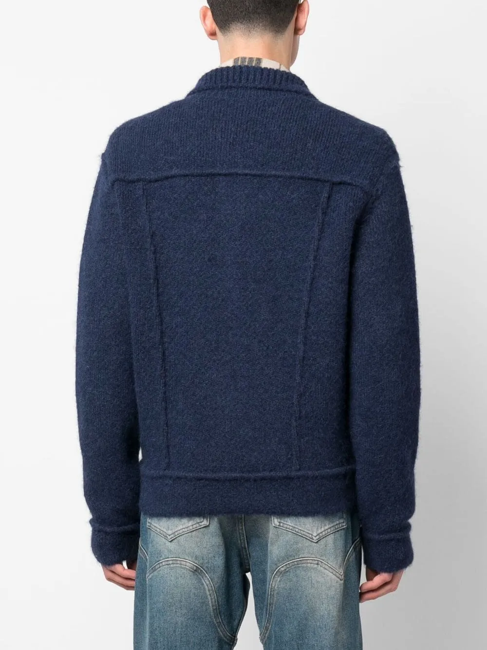 Ribbed Knit Buttoned Jacket