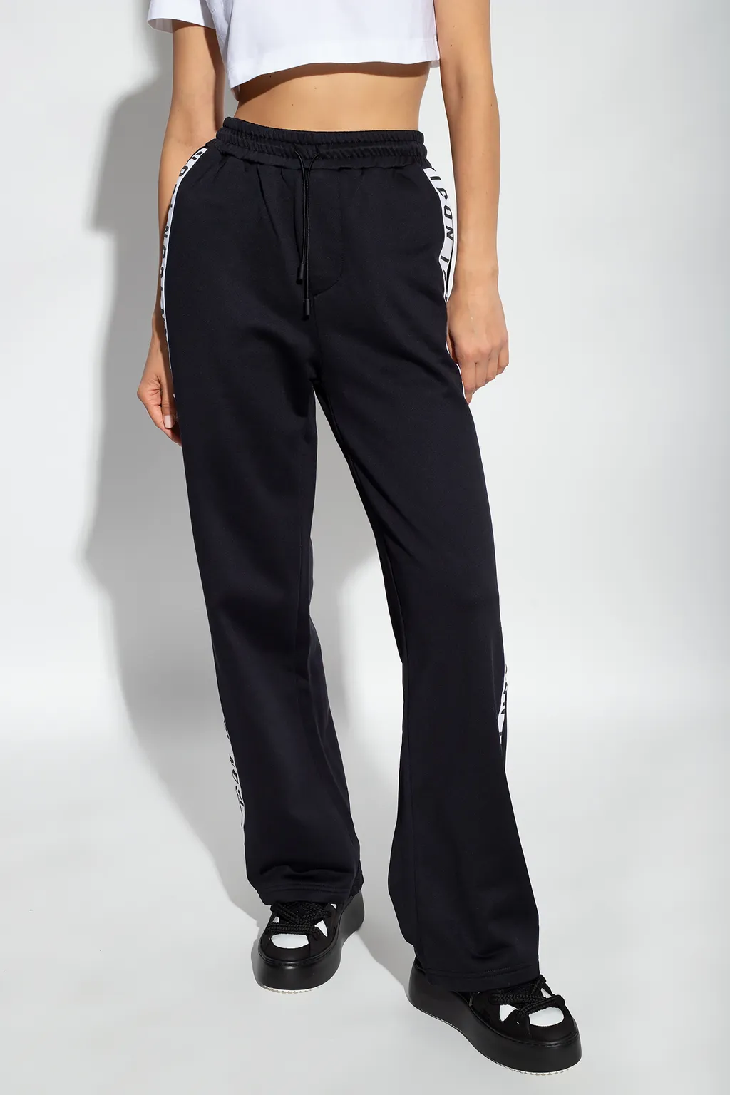 Logo Detailed Wide Leg Track Pants