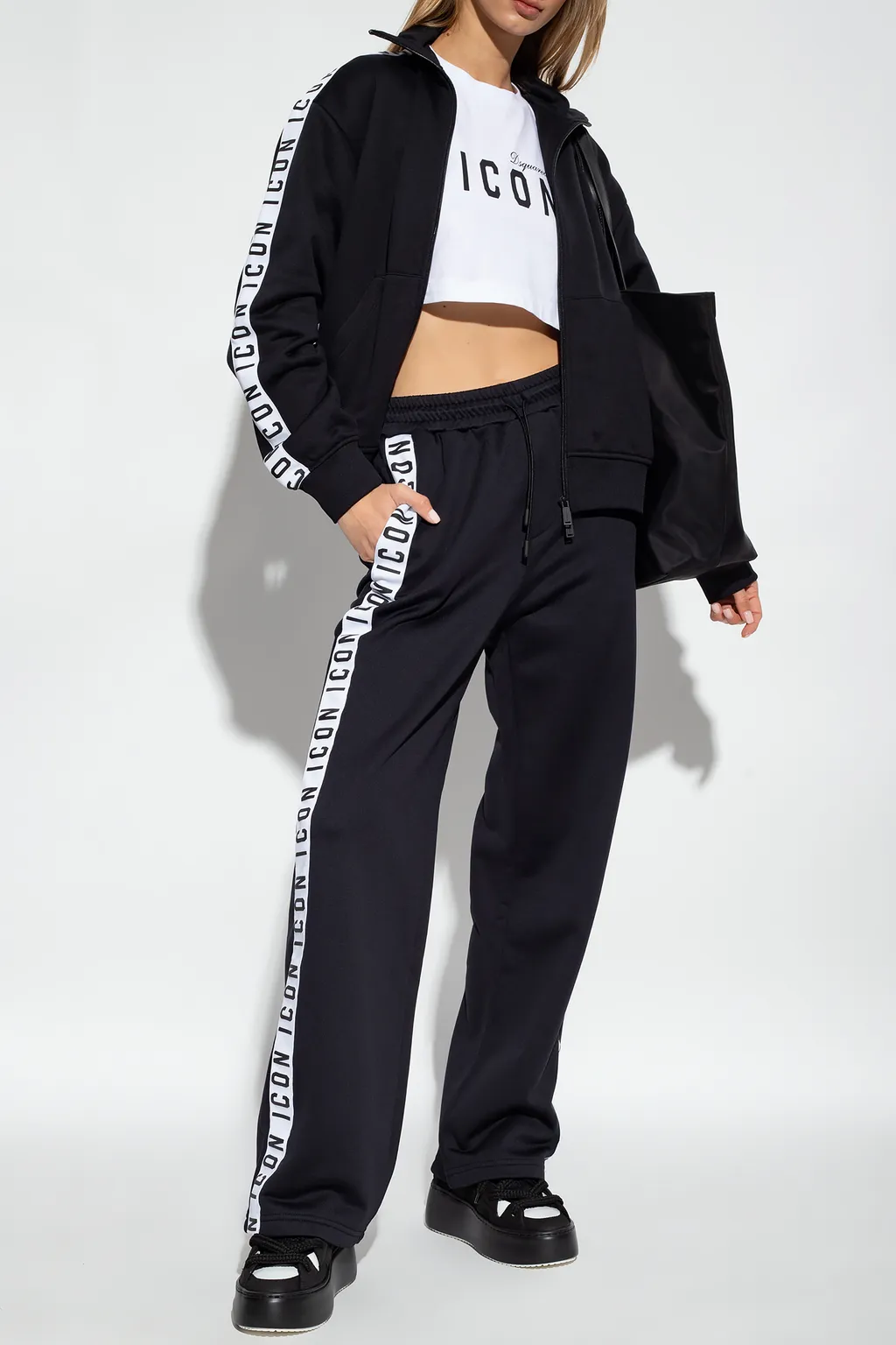 Logo Detailed Wide Leg Track Pants