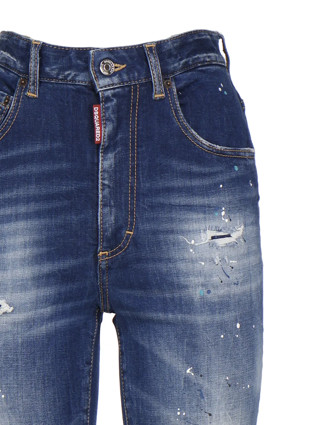 High-Waisted Distressed Flared Jeans
