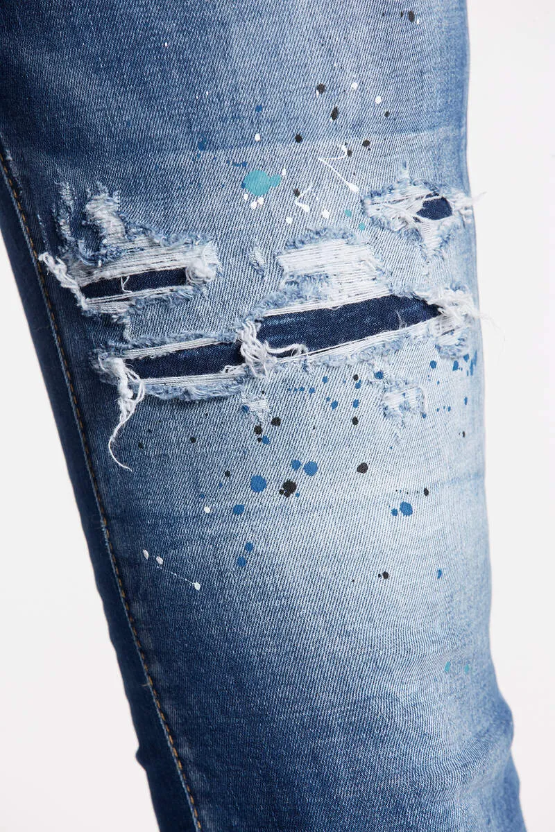 High-Waisted Distressed Flared Jeans