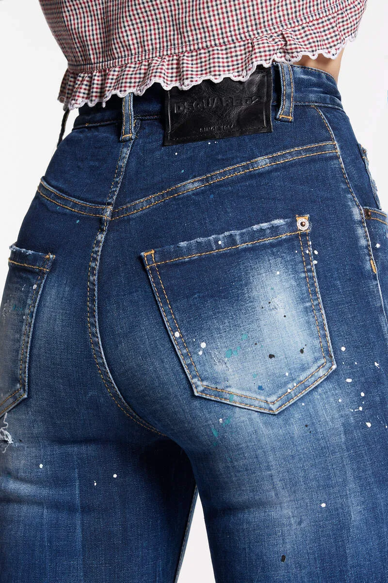 High-Waisted Distressed Flared Jeans