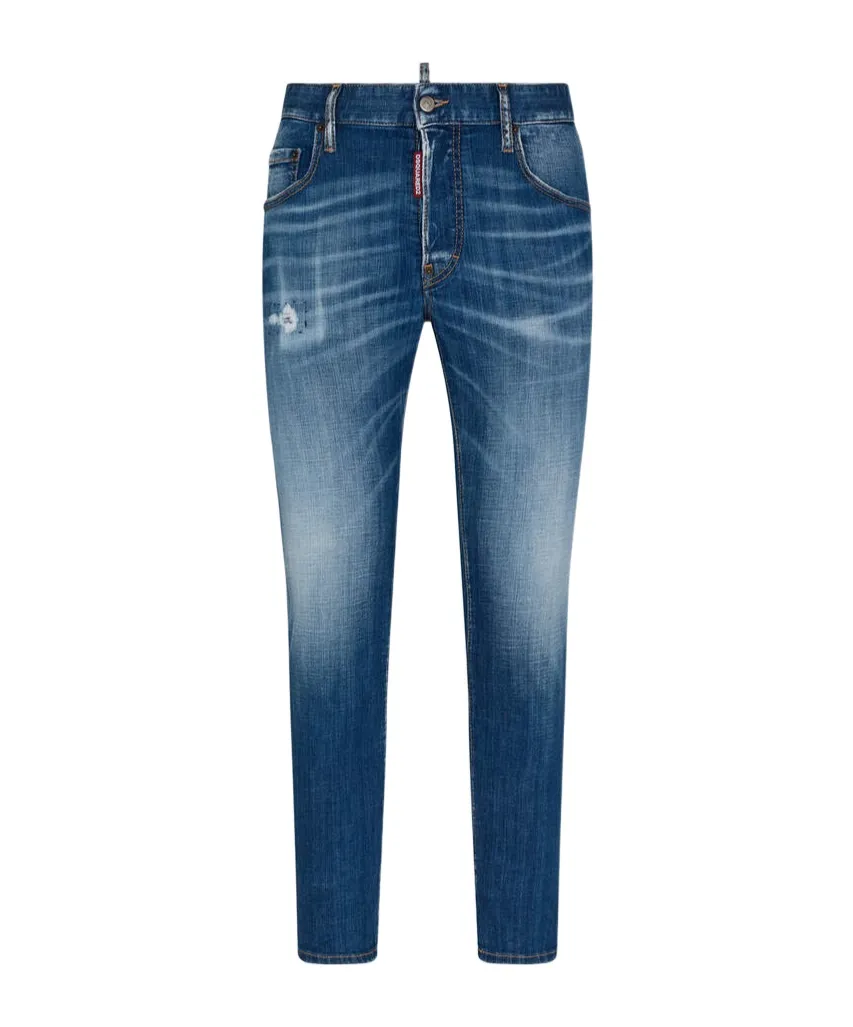 Logo-Patch Distressed Skinny Jeans