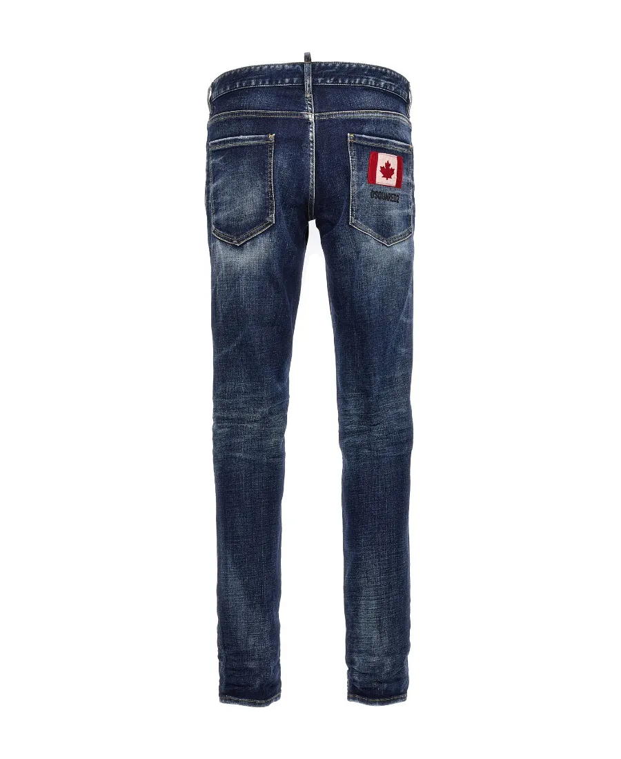 Flag Patch Slim-Cut Jeans