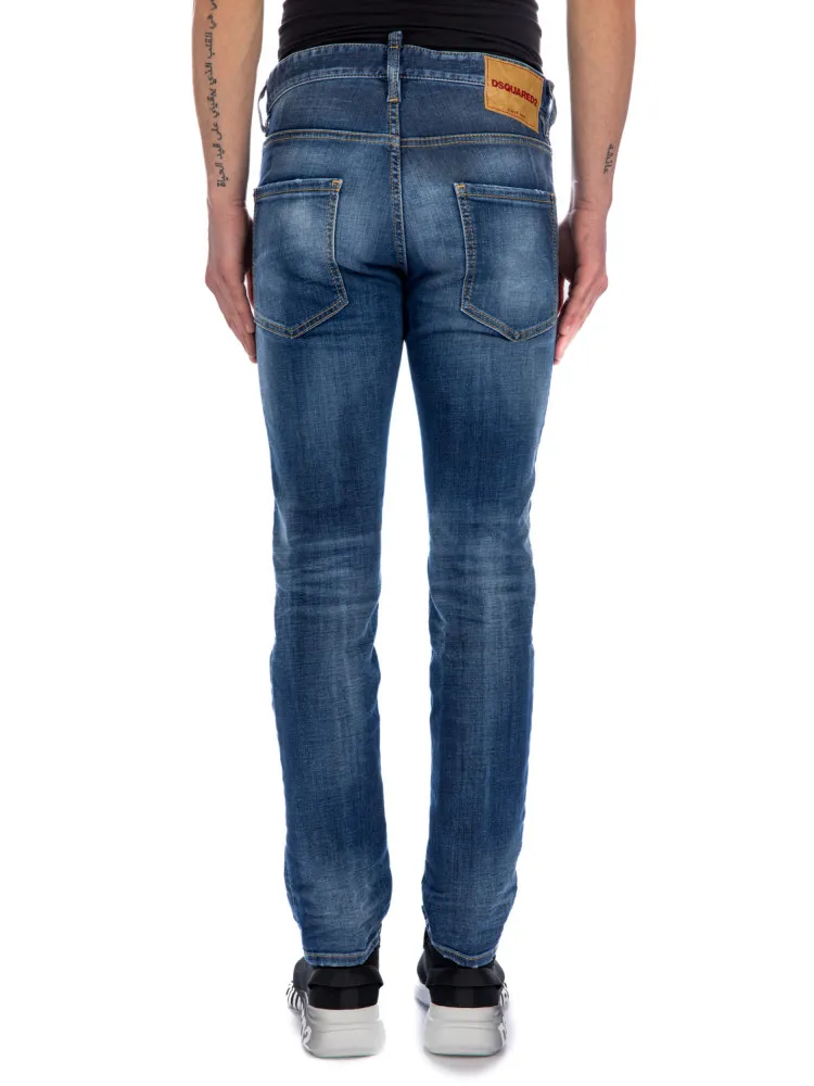 Logo Patch Distressed Slim-Fit Jeans