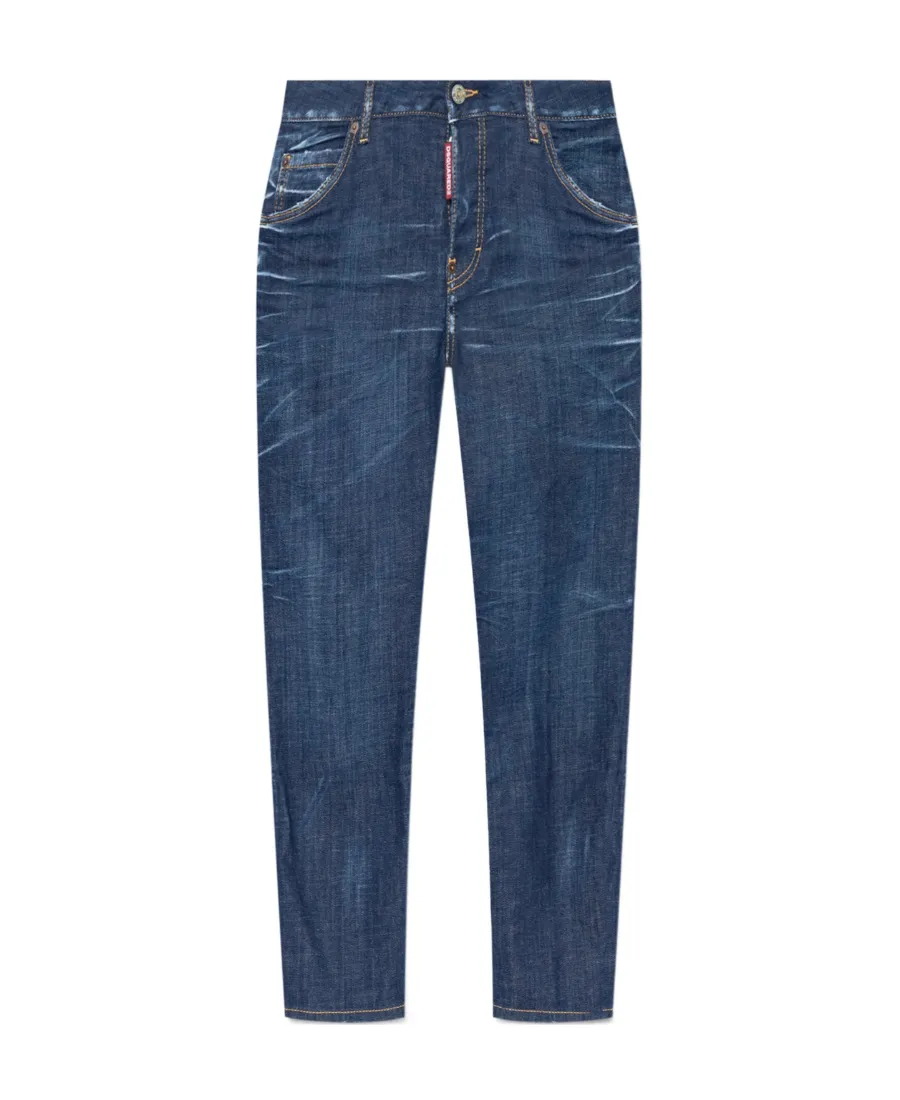 Straight-Leg Cropped Distressed Jeans