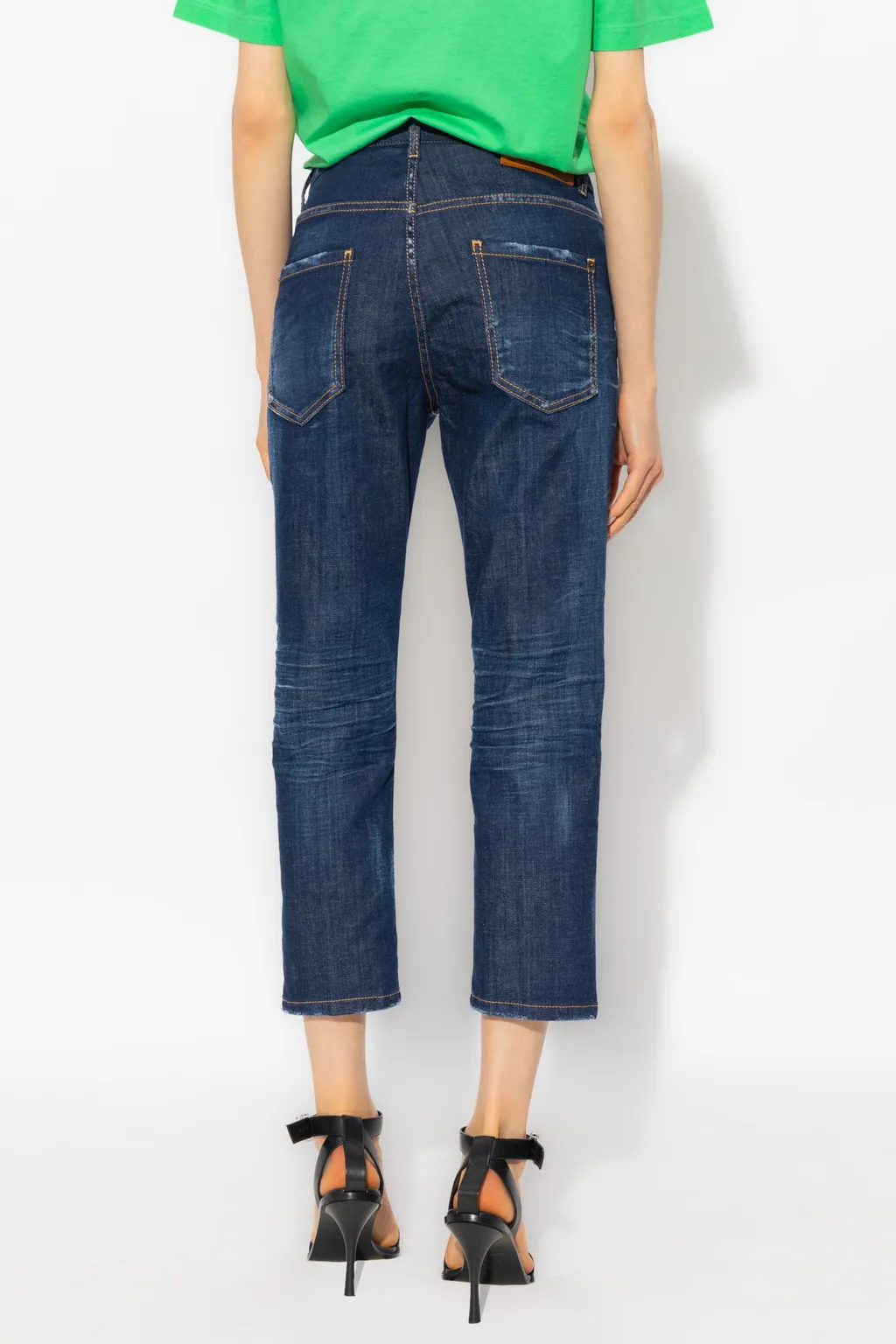 Straight-Leg Cropped Distressed Jeans