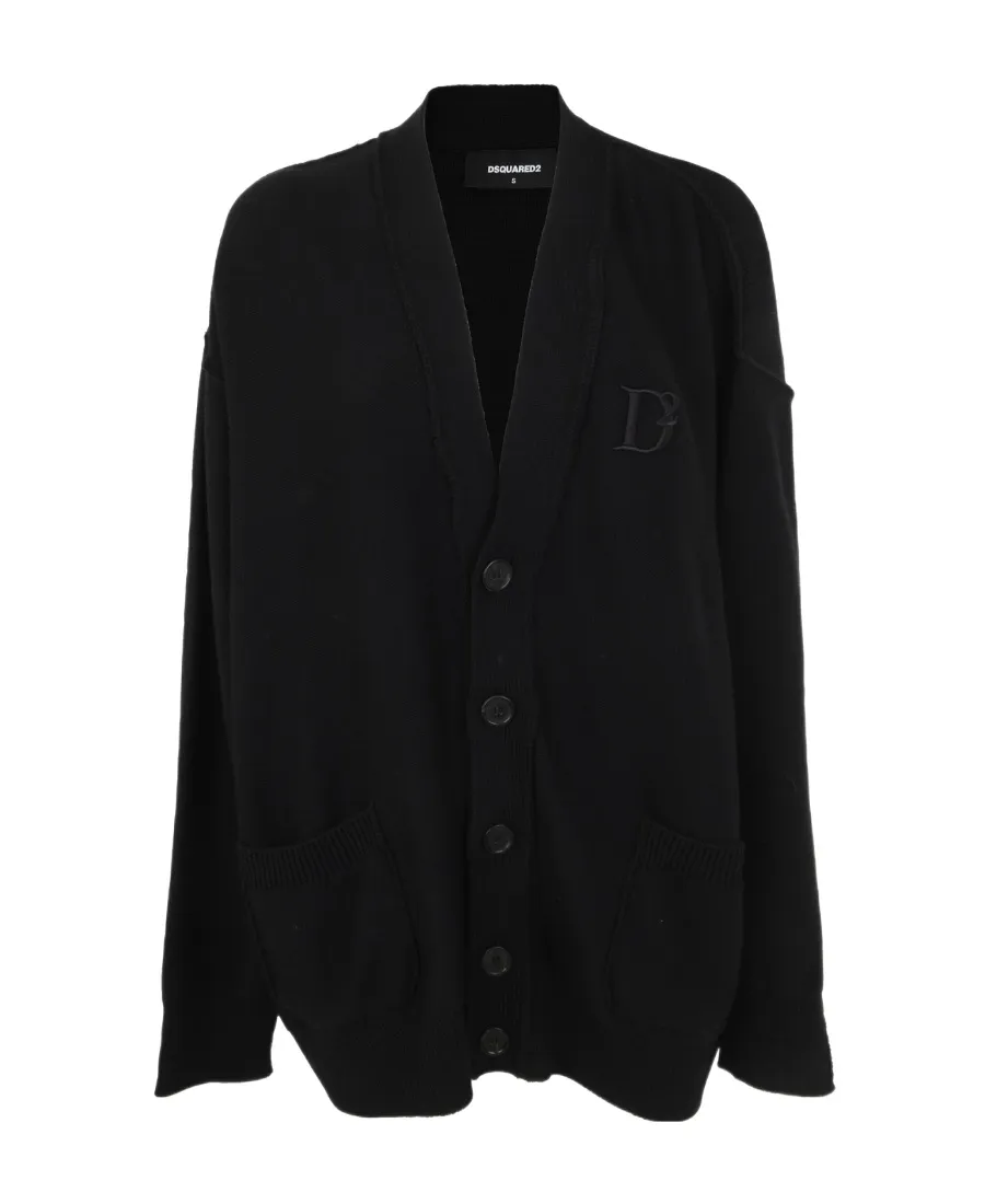 Logo Embroidered V-Neck Cardigan