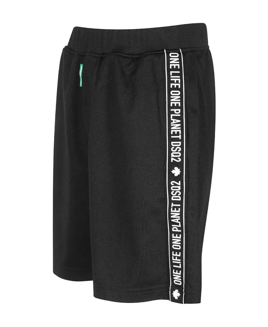 Slogan-Print Elasticated-Waist Shorts