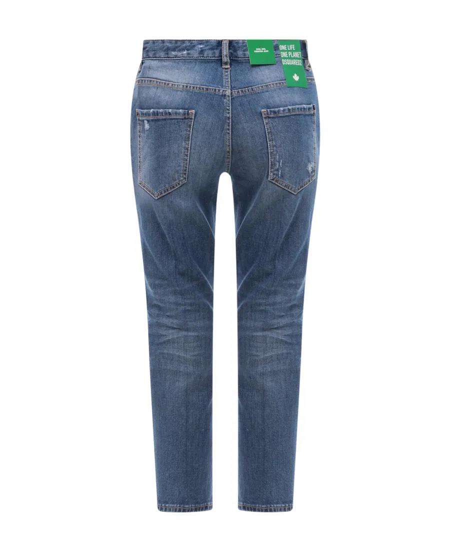 Slim-Fit Distressed Cropped Jeans