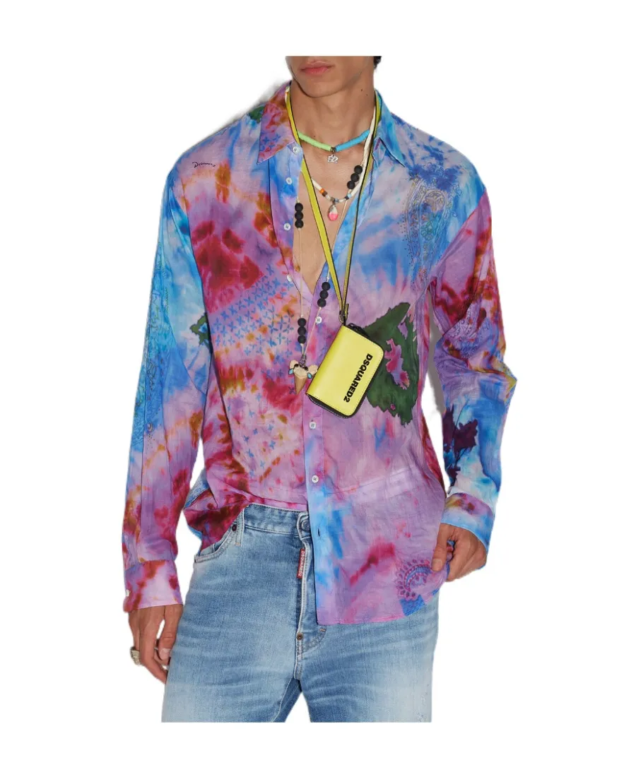Tie-Dye Printed Straight Hem Shirt