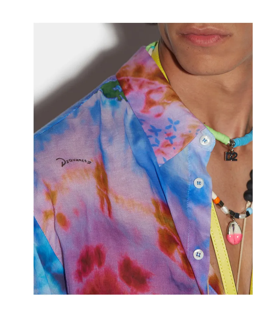 Tie-Dye Printed Straight Hem Shirt